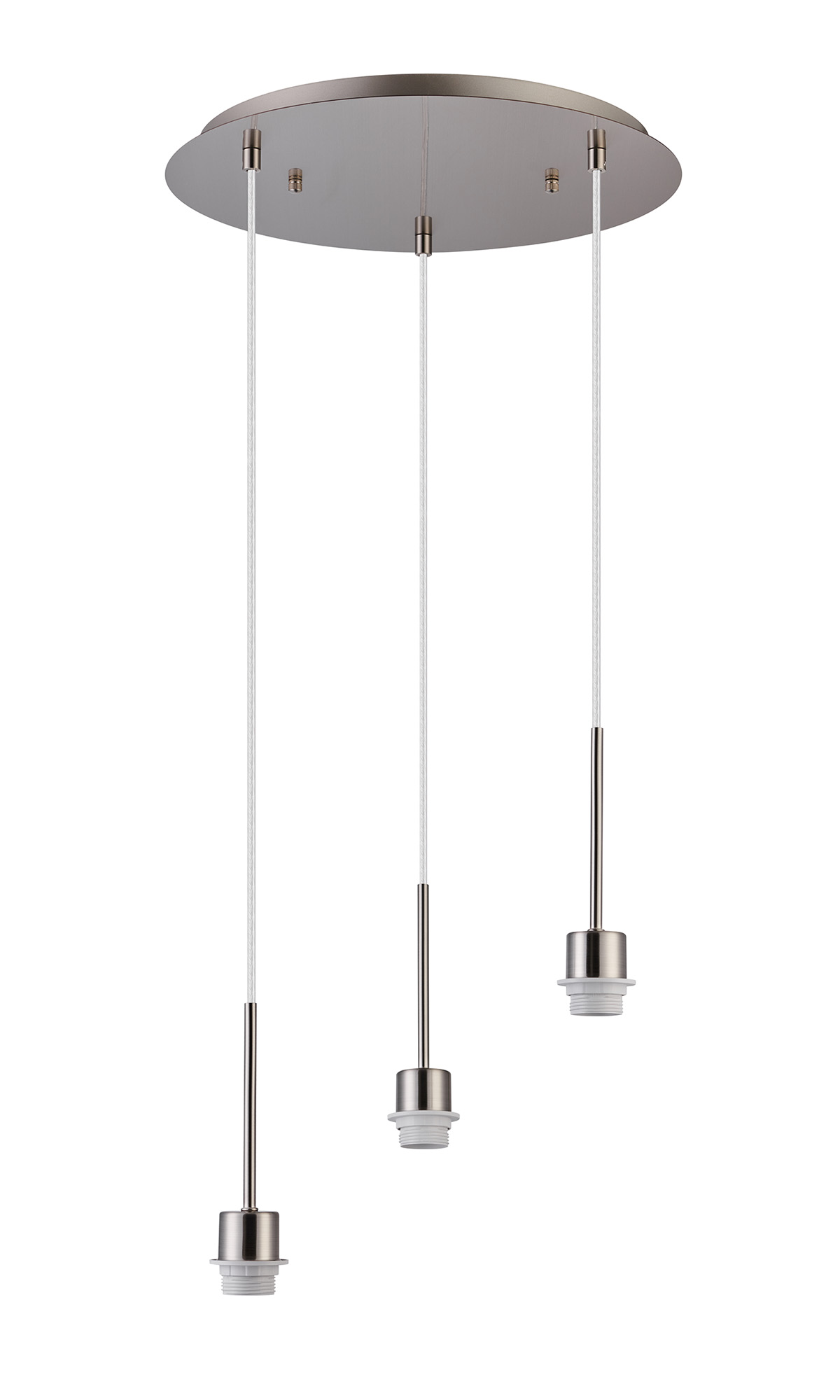 D0905SN  Carrie 40cm Satin Nickel 3 Light Round E27 Universal Pendant (FRAME ONLY), Suitable For A Vast Selection Of Shades